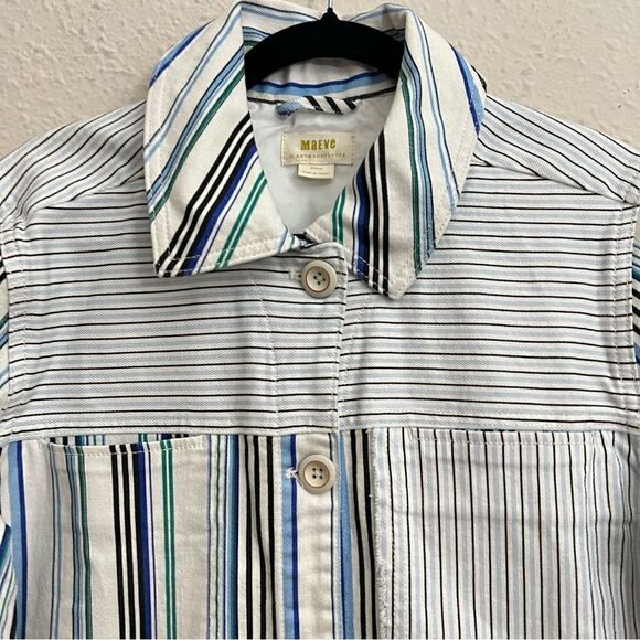 Anthropologie Maeve Striped Button Down Shacket Shirt Jacket NEW Size Medium - Picture 7 of 12